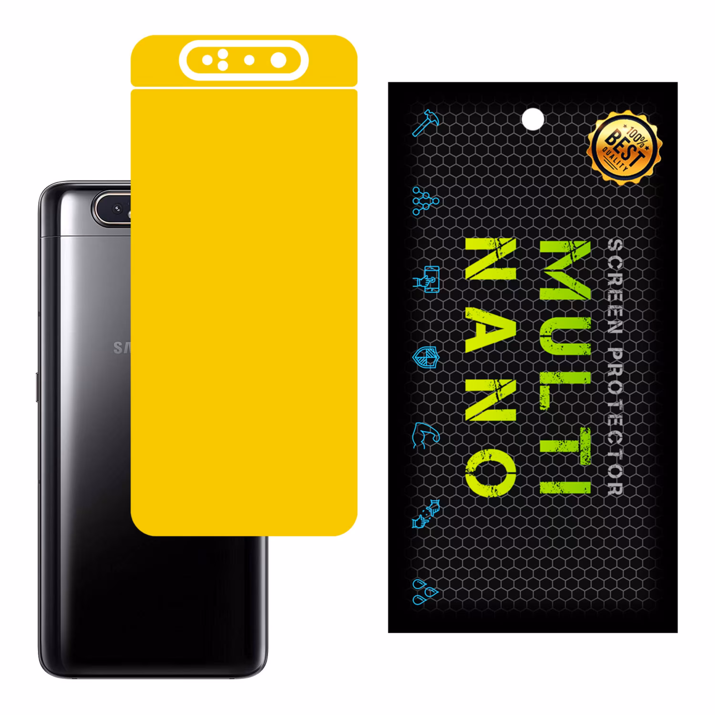 برچسب پوششی MultiNano مدل X-F1M-Yellow برای پشت موبایل سامسونگA80