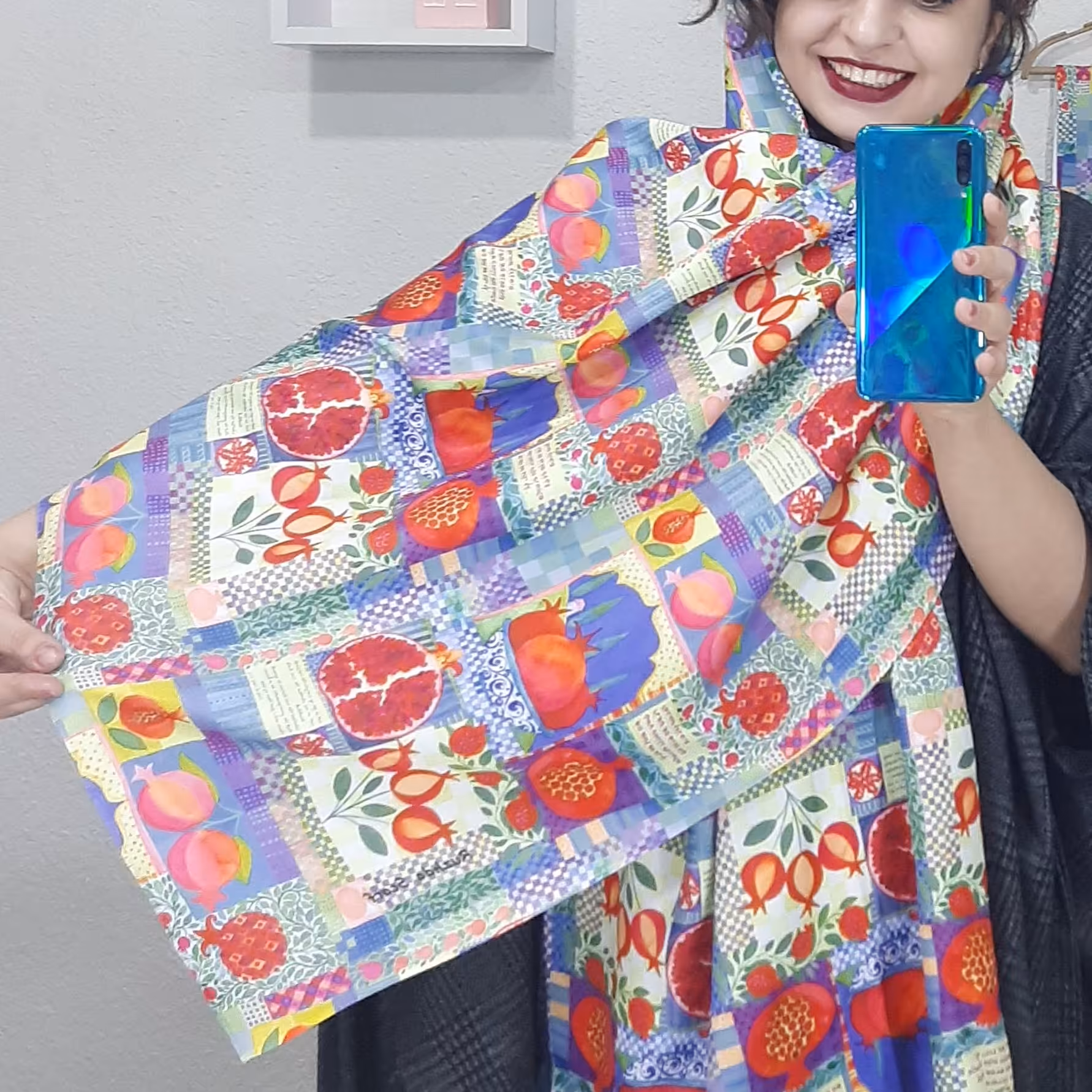 شال یلدایی اناری کد 1 طرح اختصاصی روژدا