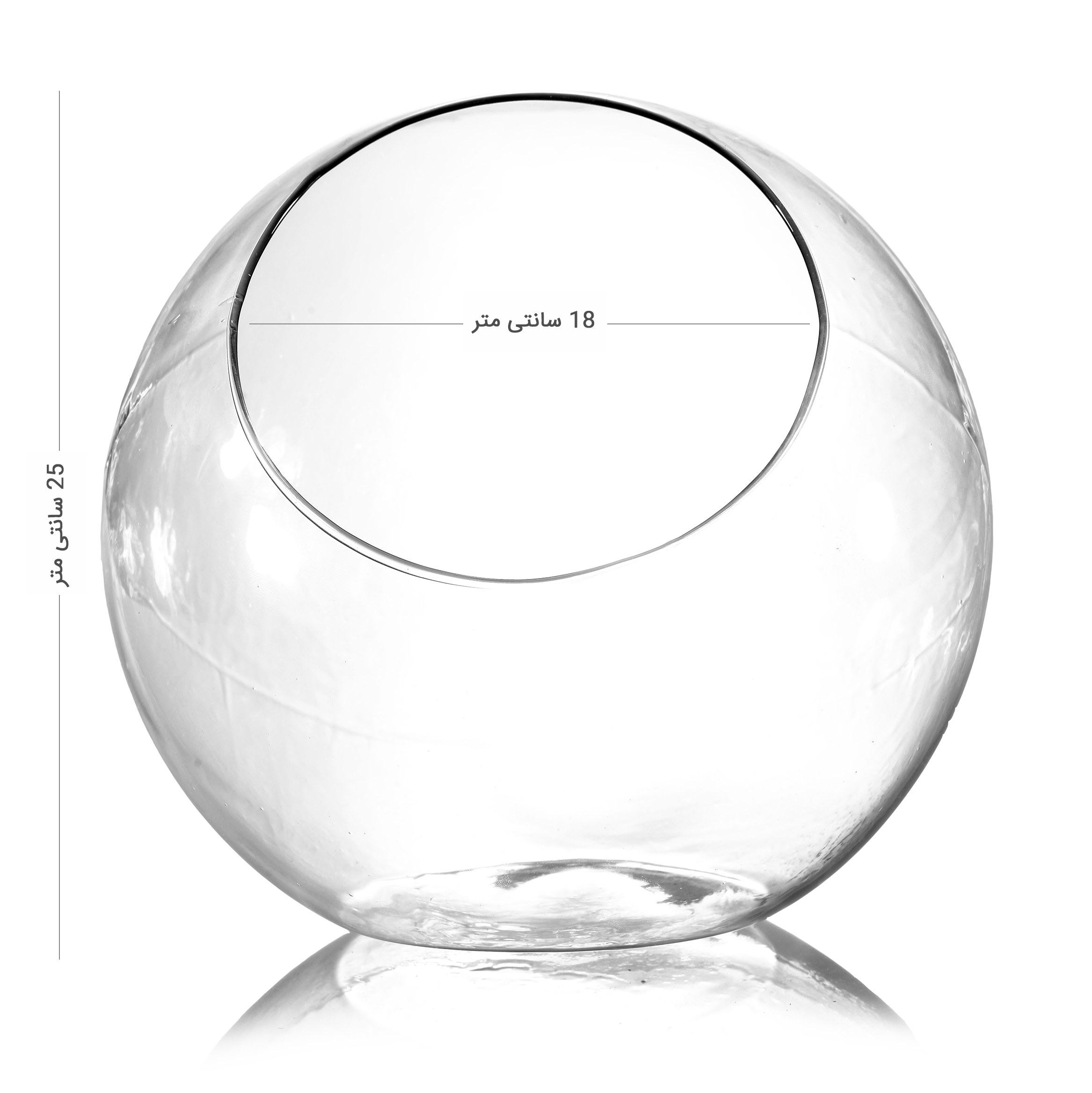 گلدان شیشه ای زیر صافِ دهانه مورب ارتفاع 25سانتی متر (سایز سوپر)