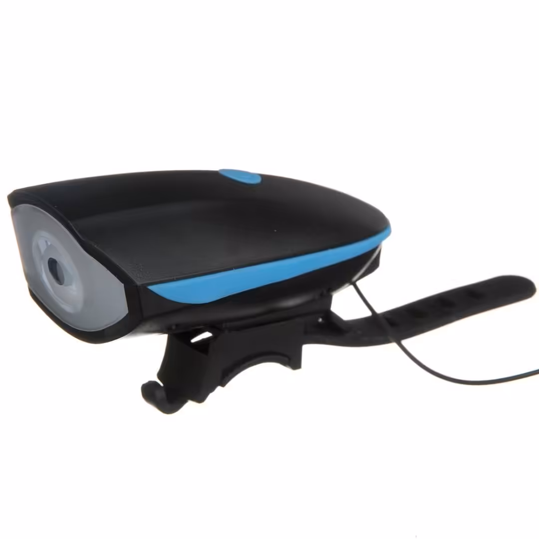 چراغ  جلو دوچرخه شارژی دارای بوق رنگ آبی 