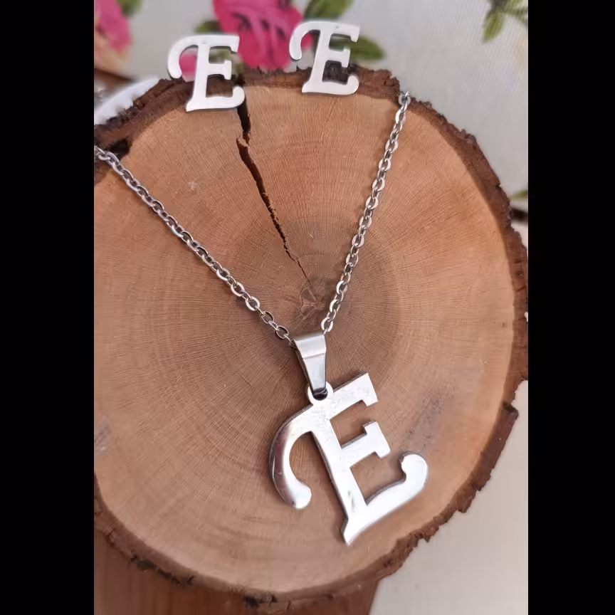 نیم ست نقره ای رنگ ثابت طرح اسم(کد 78)