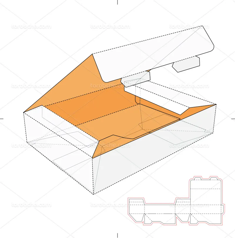 وکتور طرح گسترده جعبه مستطیلی با درب باز شونده | گرافیک با طعم تربچه