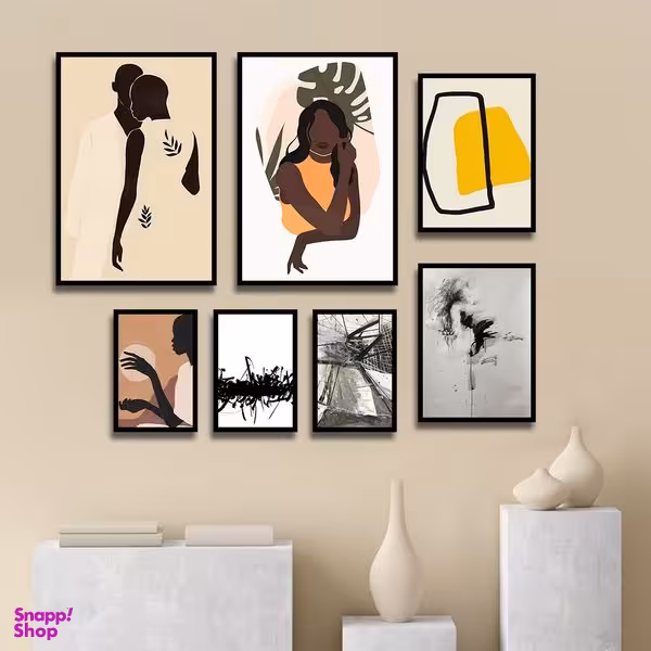 تابلو بکلیت طرح نقاشی مدرن مینیمال مدل B-1715 مجموعه 7 عددی