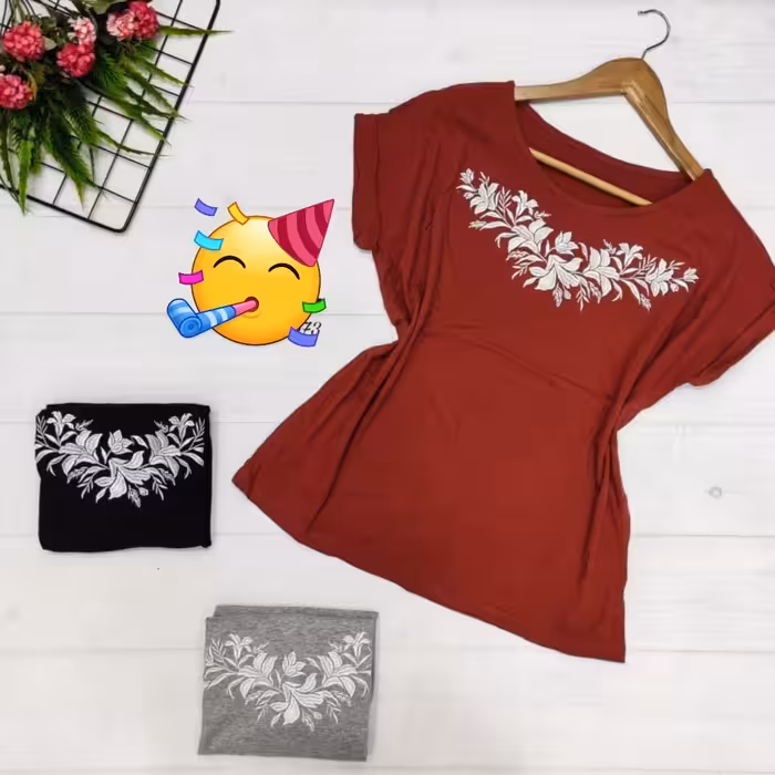تیشرت راحتی گلدوزی شده در سه رنگ جذاب