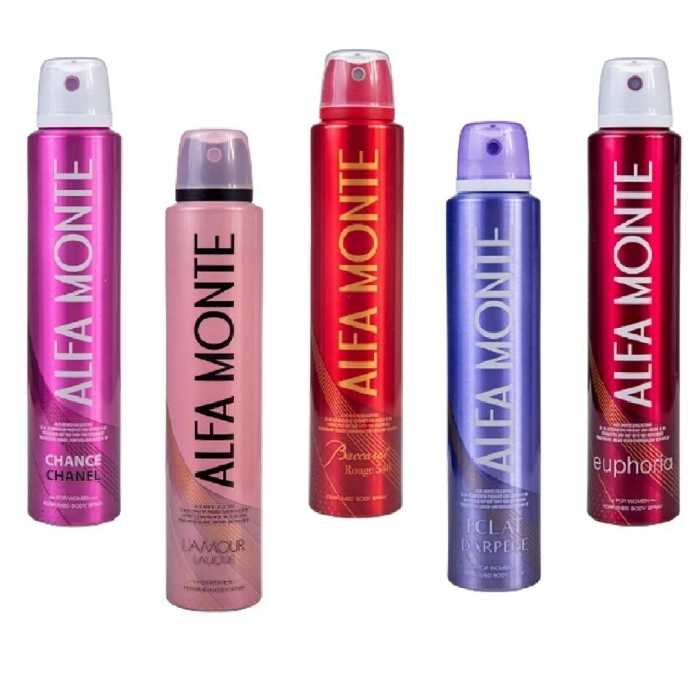 اسپری بدن رایحه زنانه آلفا مونته مجموعه 5 عددی