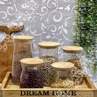 بانکه حبوبات درب چوبی لنا در 5سایز