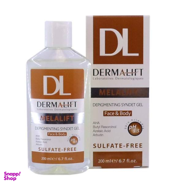 ژل شستشوی غیر صابونی روشن کننده صورت و بدن درمالیفت (Dermalift) مناسب پوست آکنه دار حجم 200 میلی لیتر