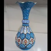 گلدان زیبا مدل شلغمی  در اندازه 16 سانتی متری  مس میناکاری شده