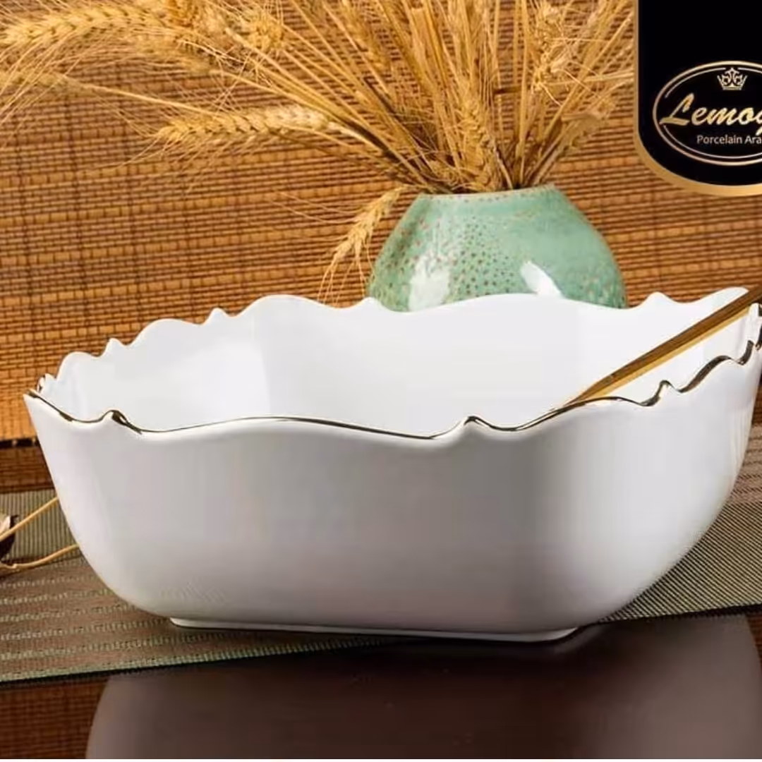 کاسه مربع موج لمون لب طلا