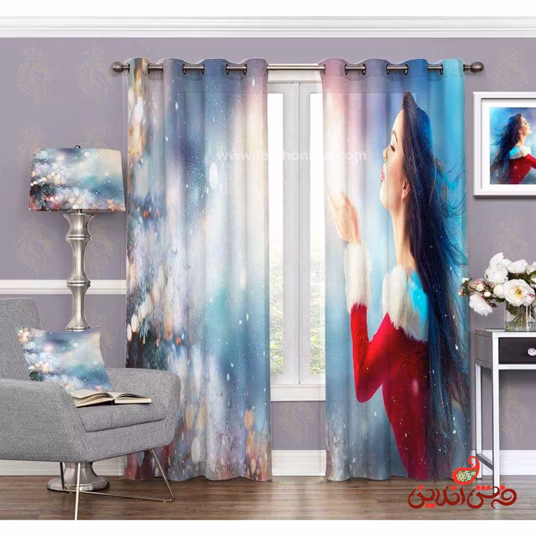 پرده طرح دختر زمستانی کد 3397