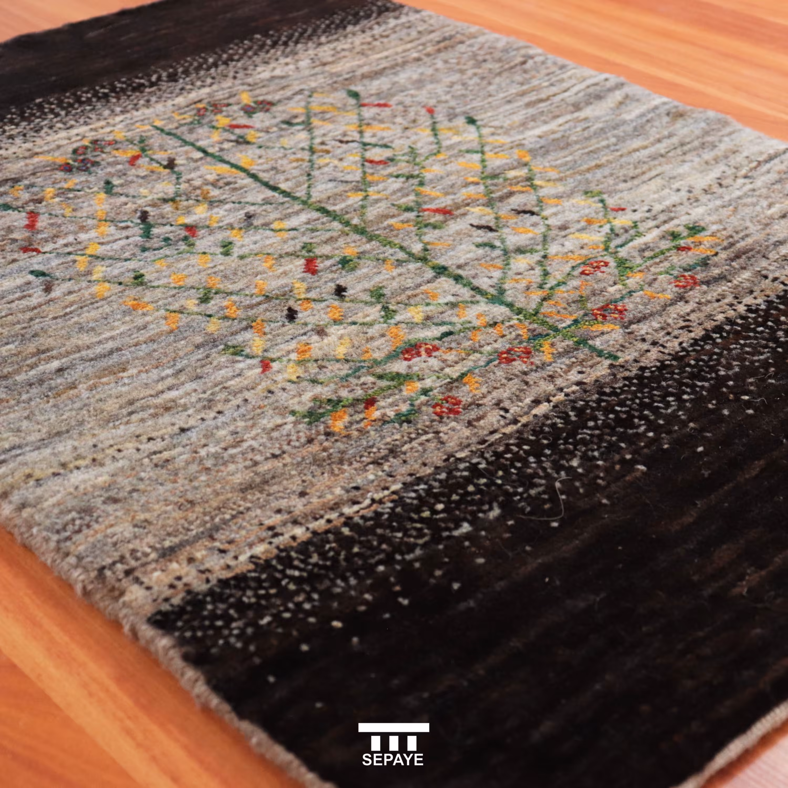 گبه ( دستبافت ) ریزبافت طرح مدرن کد 125  سایز 90 در 60 سانتی متر