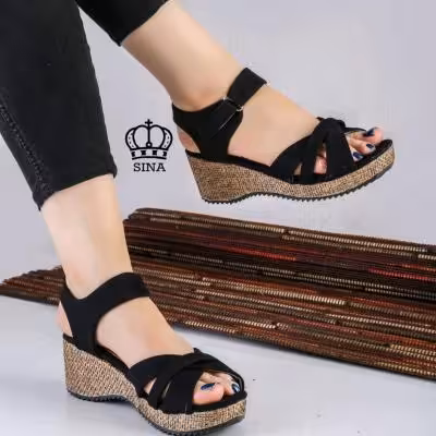 صندل حصیری زنانه لژ دار جلوباز مدل گرهی ارسال رایگان