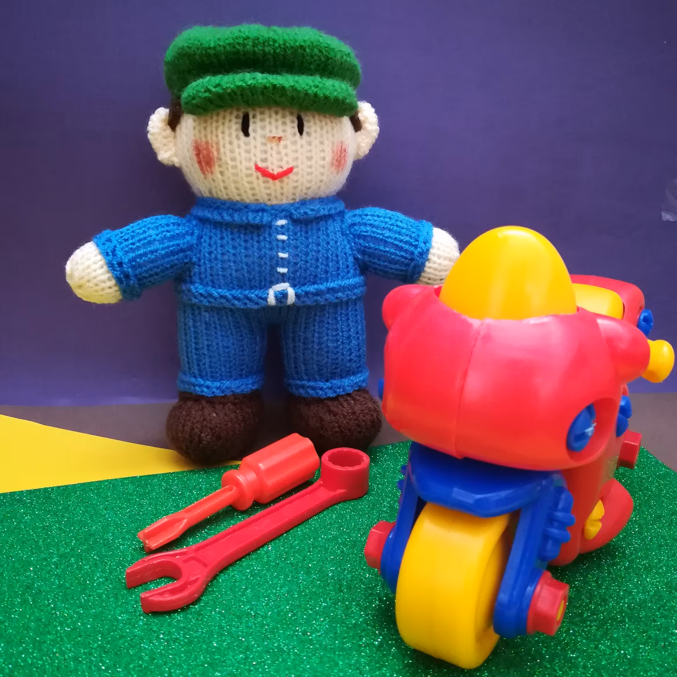 عروسک بافتنی مکانیک 15 سانتی