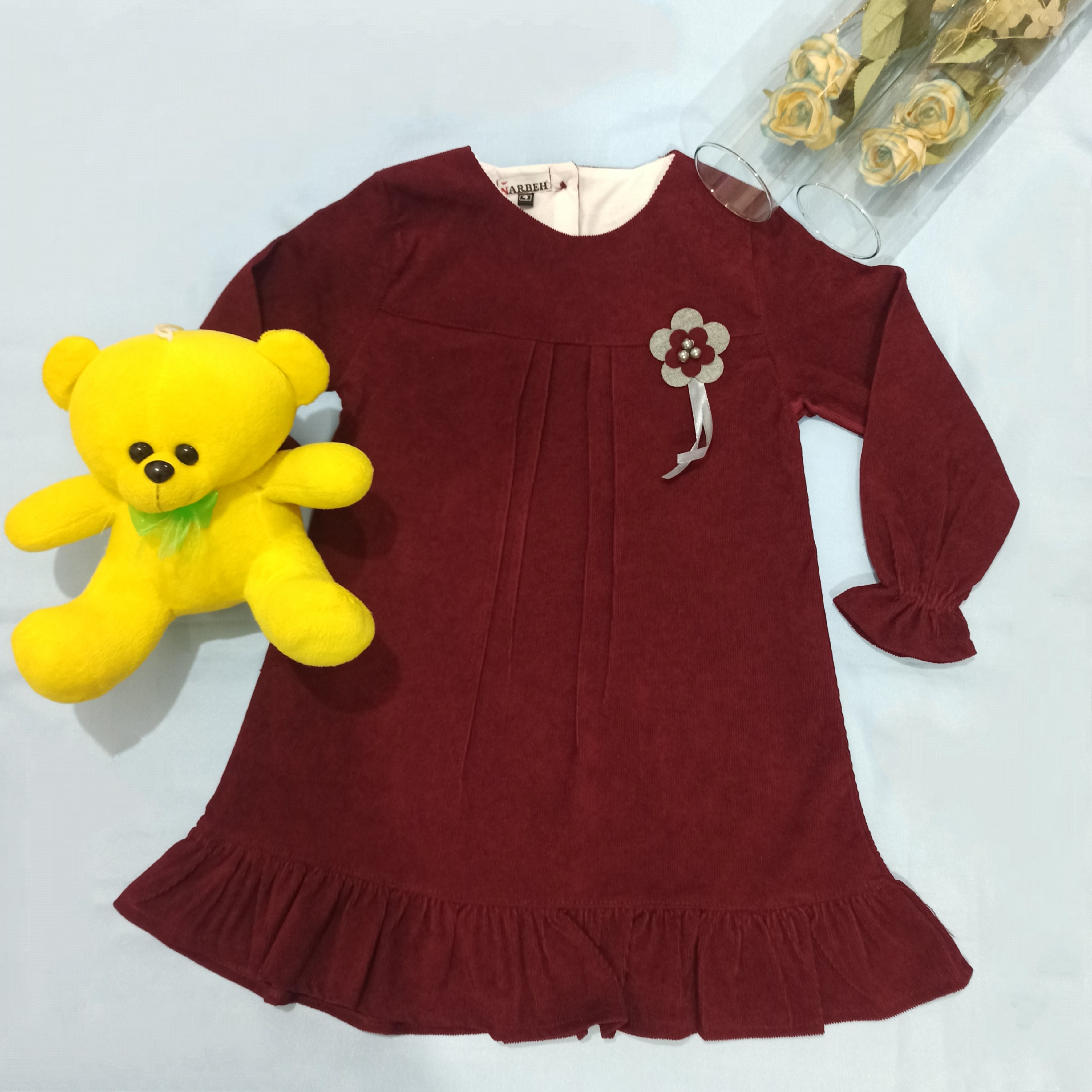 پیراهن دخترانه زرشکی