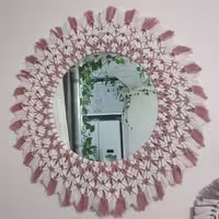 ایینه مکرومه بافی _ ابعاد ایینه 50 سانت ابعاد کل کار 100سانت_ رنگ دلخواه