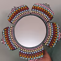 آیینه رومیزی ،نقطه کوبی روی چوب 