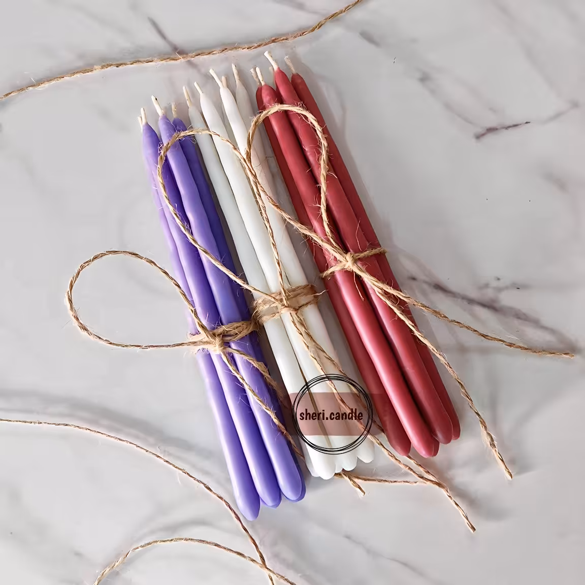 شمع مدل بیبی کندل قلمی دستساز در بسته بندی 10 عددی با رنگ دلخواه