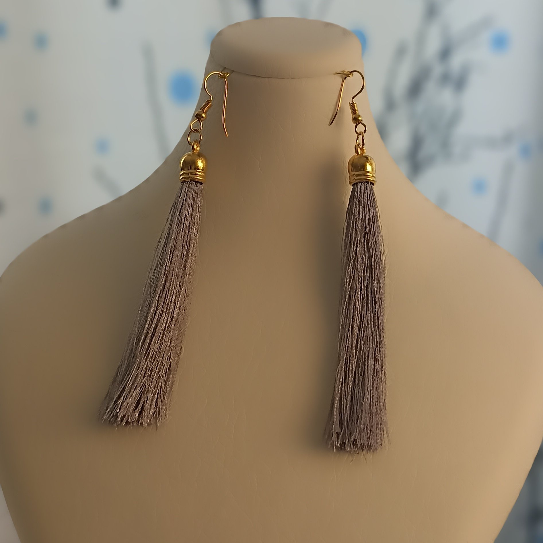 گوشواره رشته ای  طوسی