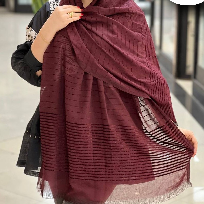 شال نخی کرکره ای مخمل زرشکی