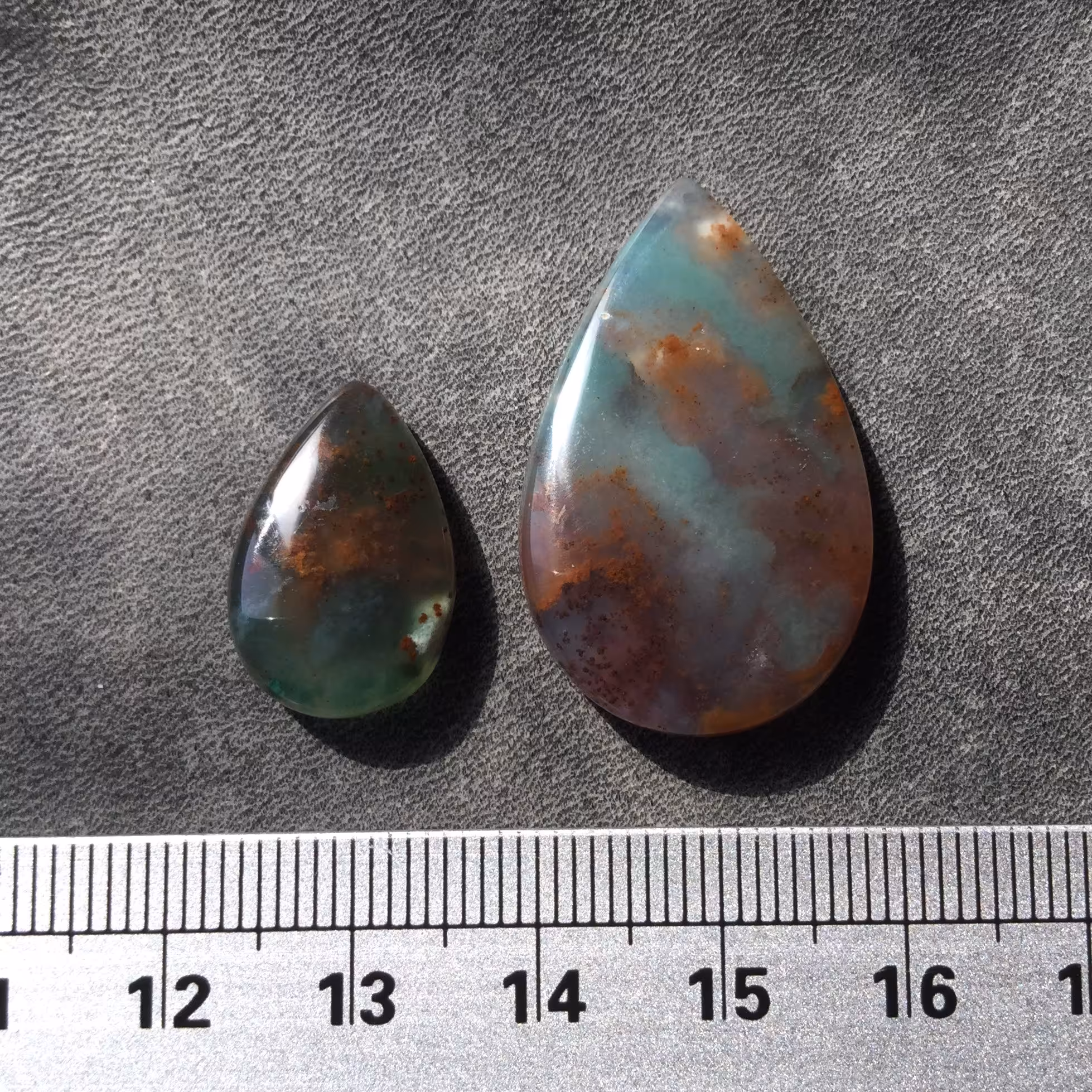 ست عقیق دو رنگ طبیعی تراش اشکی 