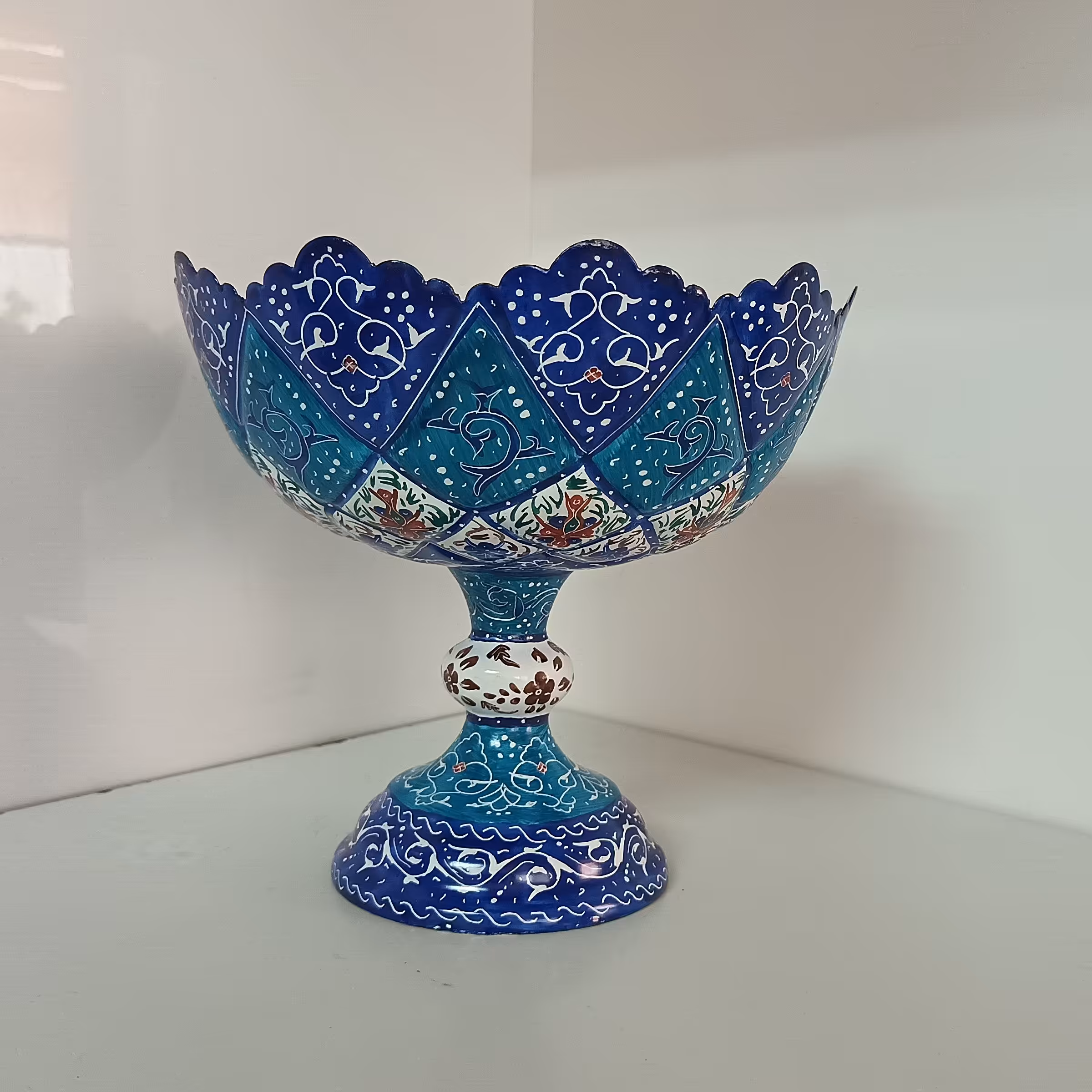 کاسه پایه دار سایز 20 میناکاری
