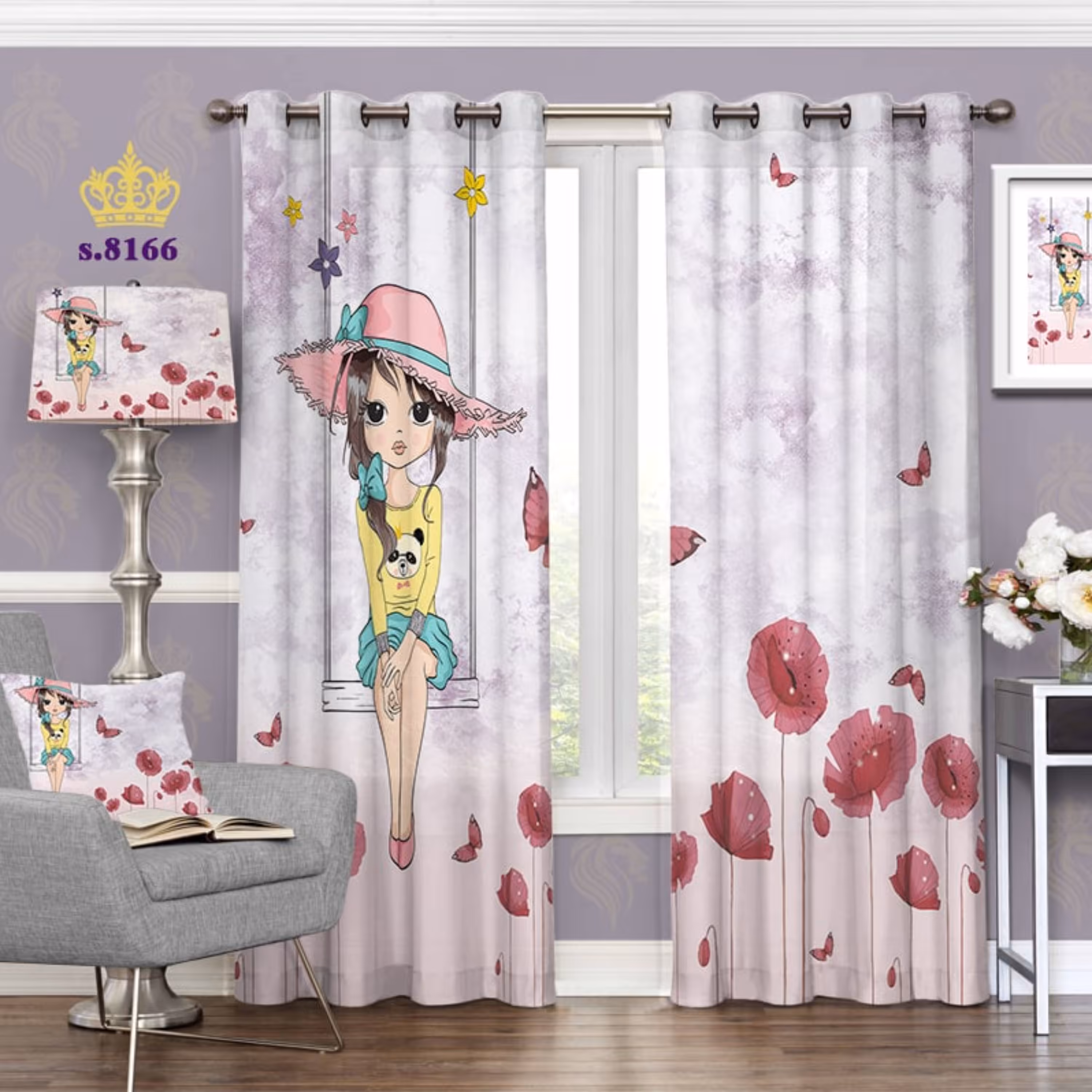 پرده تصویری نوجوان - طرح دخترونه - کد 8166