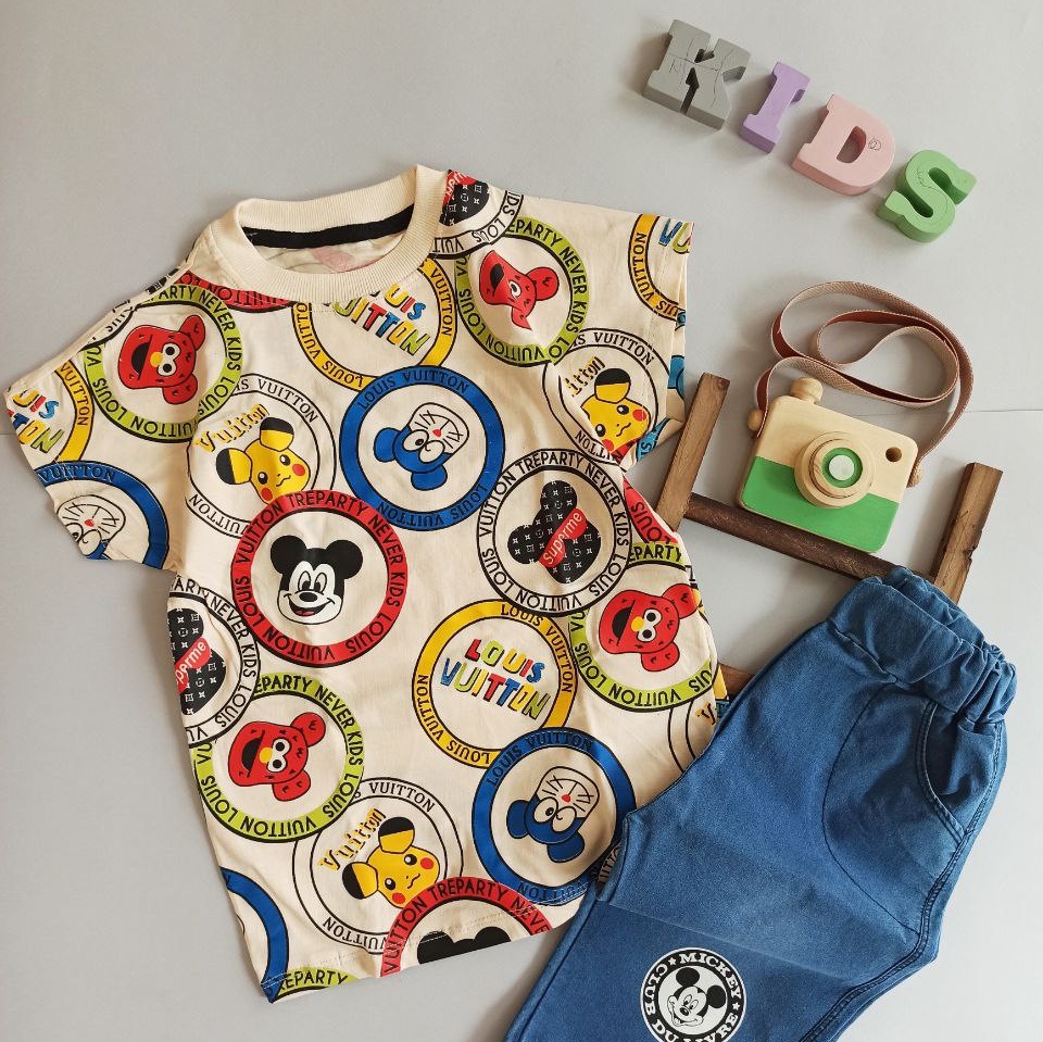 تیشرت شلوارک  میکی نخ پنبه اسپرت هم دختر  هم پسر