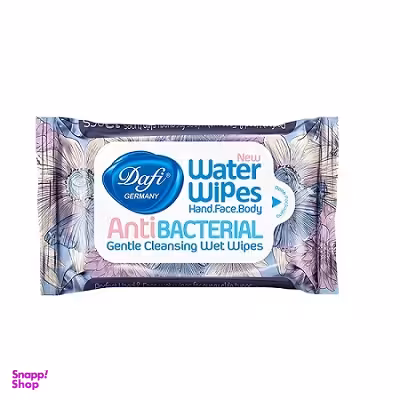 دستمال مرطوب دست،‌ صورت و بدن دافی (Dfai) مدل Anti Bacterial مناسب انواع پوست 12 عددی