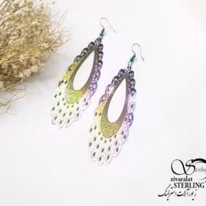 گوشواره آویز هفت رنگ اشکی بزرگ کد 5655