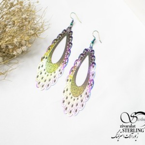 گوشواره آویز هفت رنگ اشکی بزرگ کد 5655