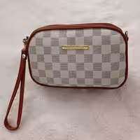 کیف چهارخونه سفید و طوسی دخترانه