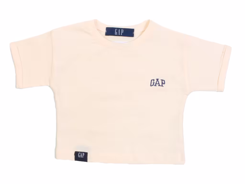 تیشرت آستین کوتاه نوزاد و کودک پسرانه کرم رنگ گپ gap