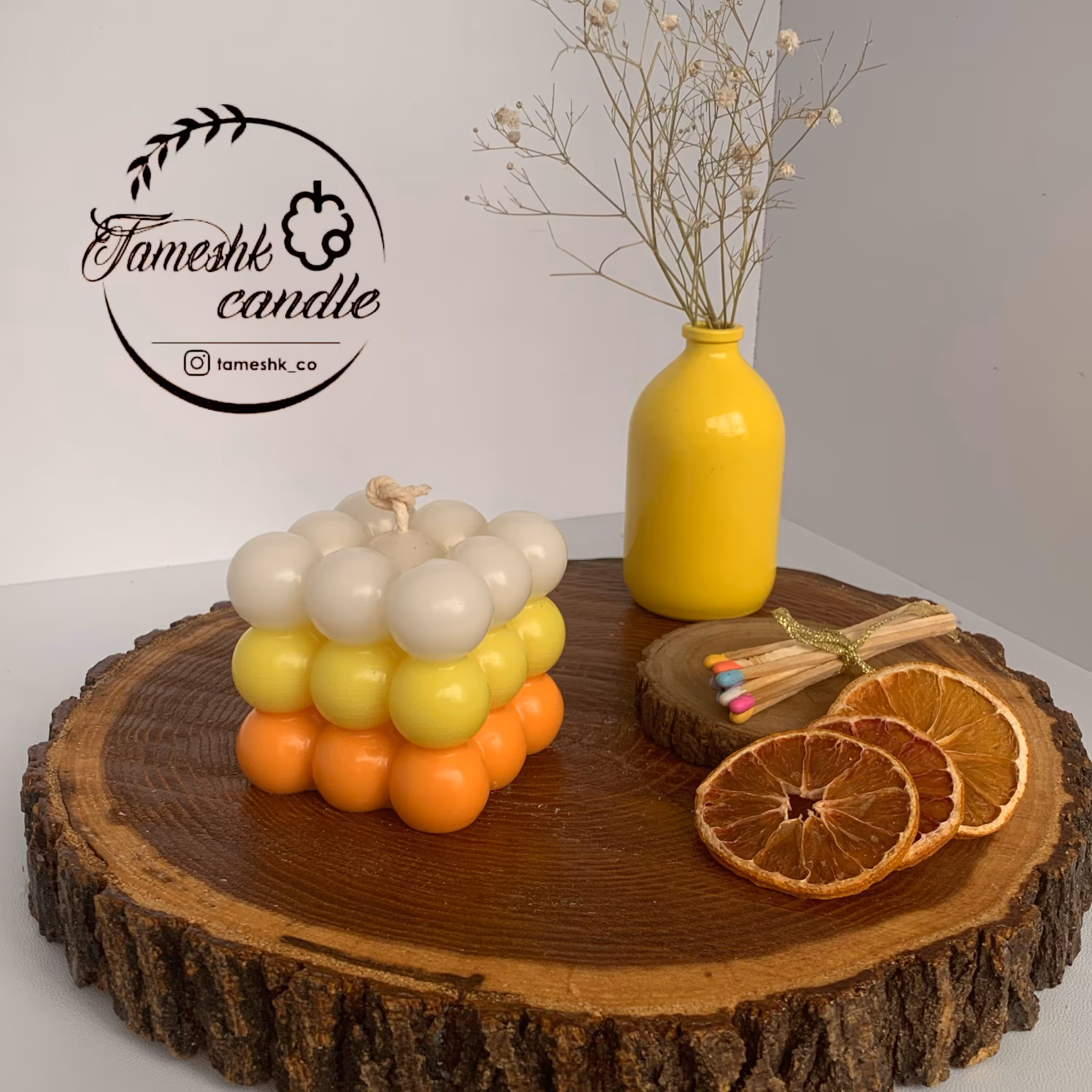 شمع مکعب روبیک تم زرد 