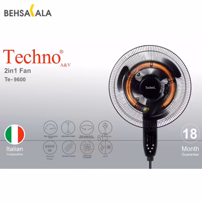 پنکه و هیتر برقی تکنو مدل TE-9600  (2کاره)