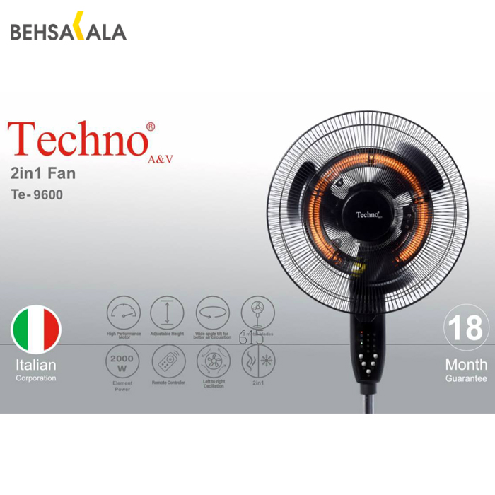 پنکه و هیتر برقی تکنو مدل TE-9600 (2کاره)