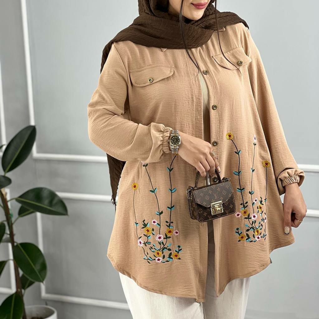 مانتو ابروبادی گلدوزی شده