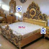 سرویس خواب دونفره کد 7017 چوب راش شامل تخت – دراور – قاب اینه – پاتختی