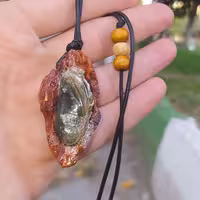 گردنبند و آویز آینه ماشین چوب و سنگ معمولی ترکیبی منبت کاری شده آبگریز