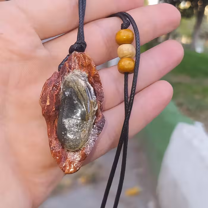 گردنبند و آویز آینه ماشین چوب و سنگ معمولی ترکیبی منبت کاری شده آبگریز