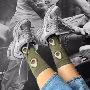 جوراب آووکادو ساقدار نخ پنبه فری سایز