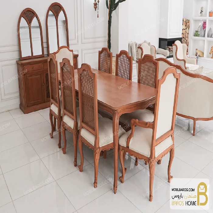 میز ناهارخوری کلاسیک مدل ابزاری فرانسوی با صندلی رومینا