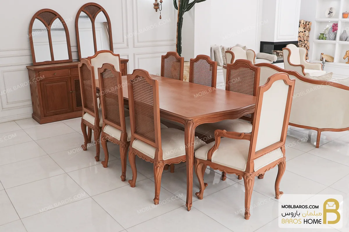 میز ناهارخوری کلاسیک مدل ابزاری فرانسوی با صندلی رومینا