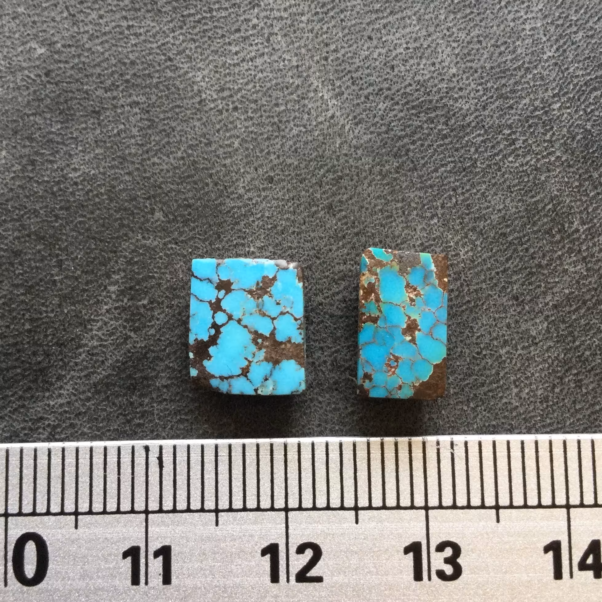 جفت نگین فیروزه نیشابور تراش مستطیل 