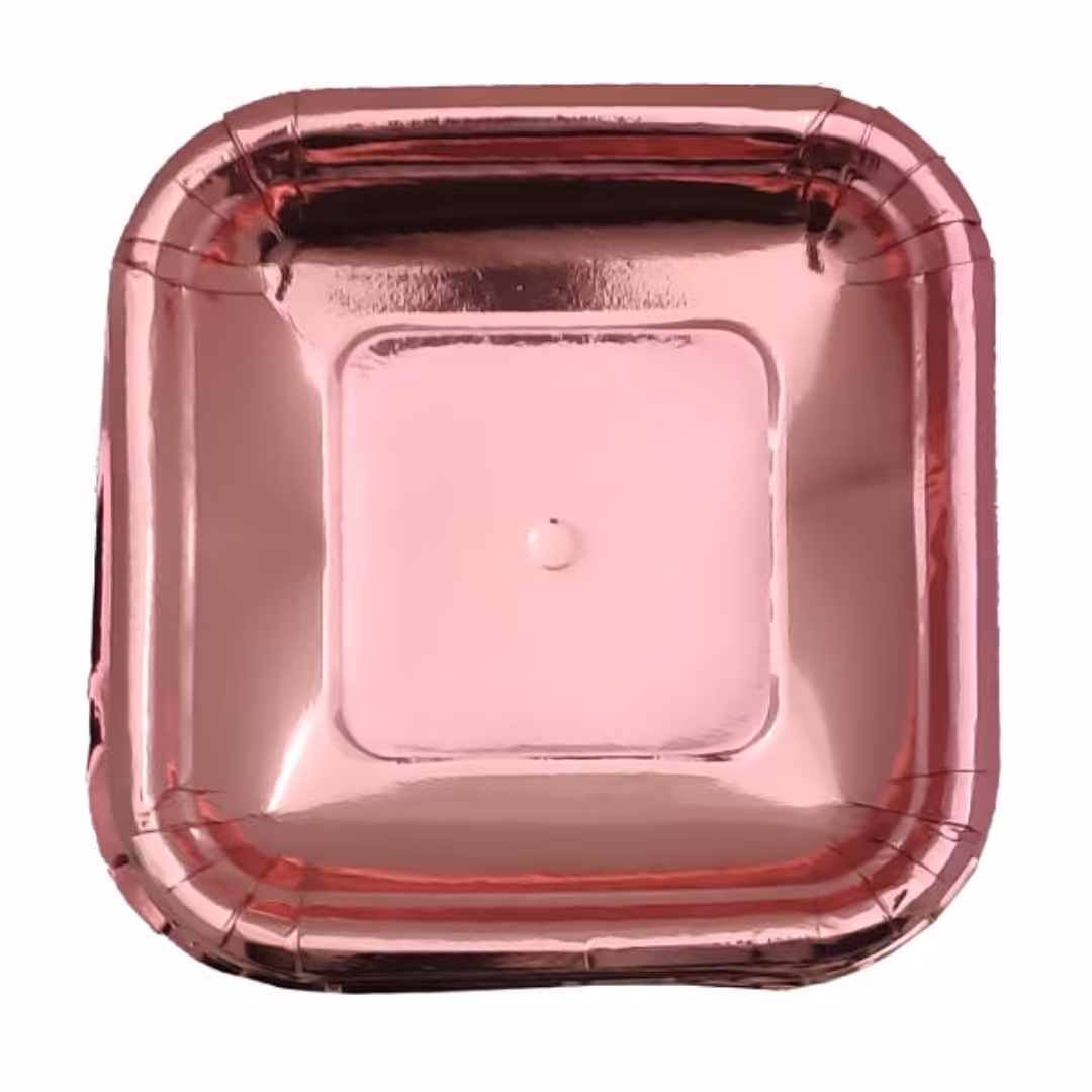 بشقاب یکبار مصرف متالایز صورتی براق