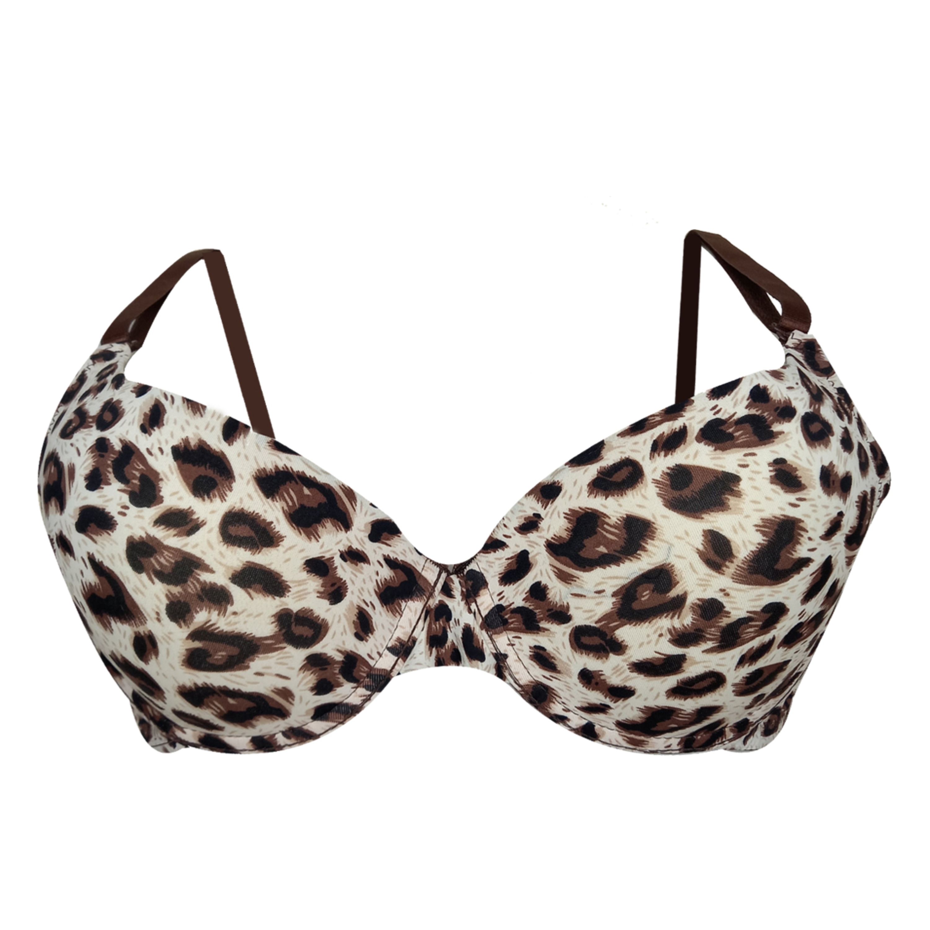 سوتین اسفنجی زنانه طرح پلنگی سایز 75