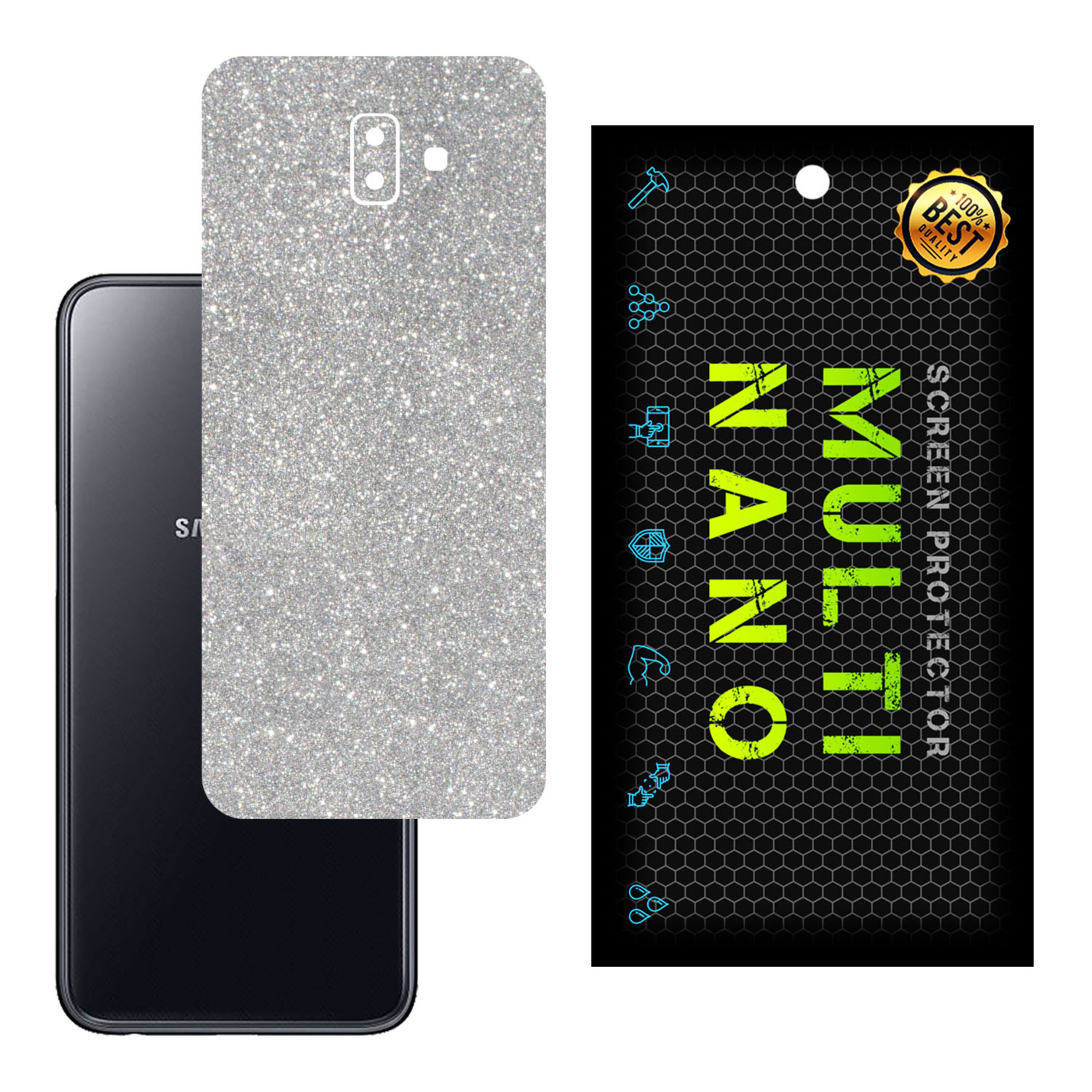 برچسب پوششی MultiNano مدل X-G1F-Silver برای پشت موبایل سامسونگ J6 Plus