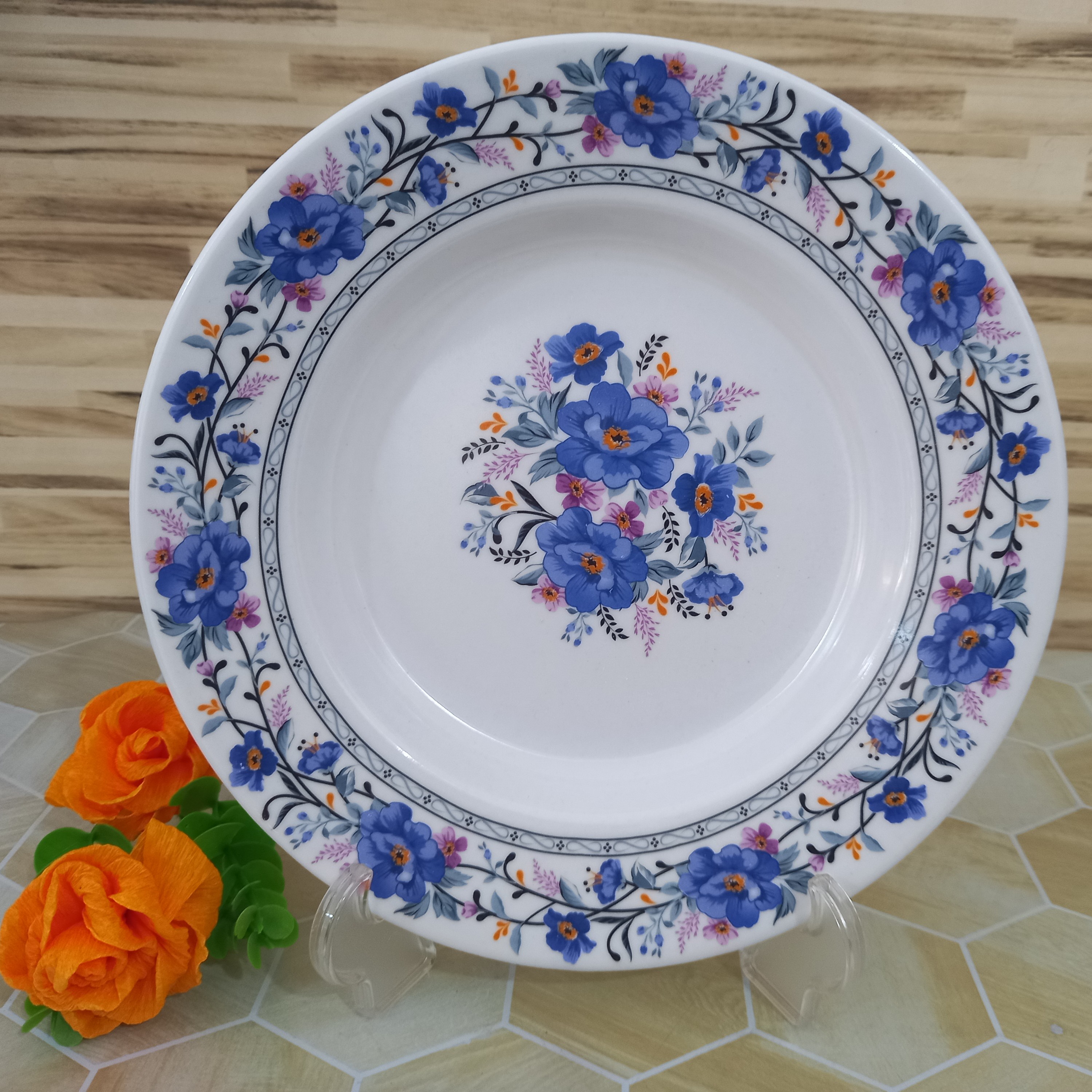 بشقاب خورش خوری ملامین آلاله آبی