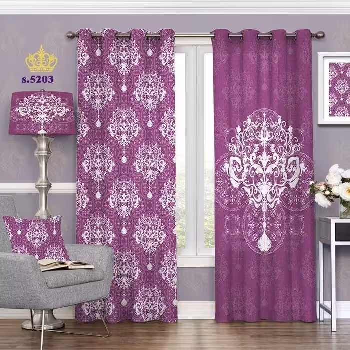 پرده پذیرایی دو قواره طرح اسلیمی کد S5203