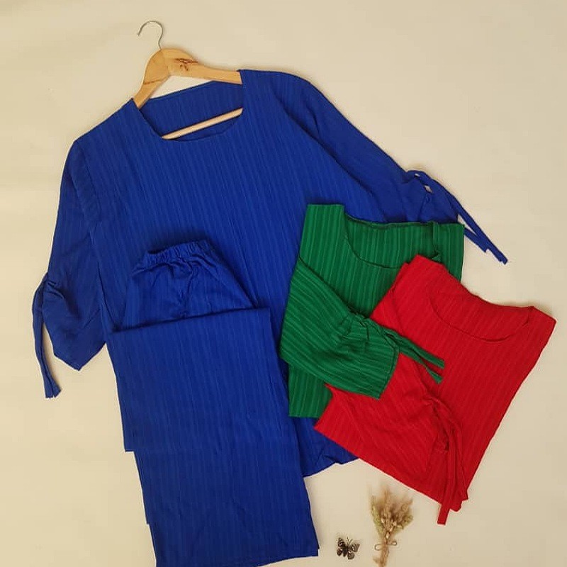 ست تونیک و شلوار نخی دخترانه و زنانه تابستانی