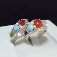 انگشتر ست زیبای زنانه و مردانه جواهری  با نگین های اصلی و معدنی 